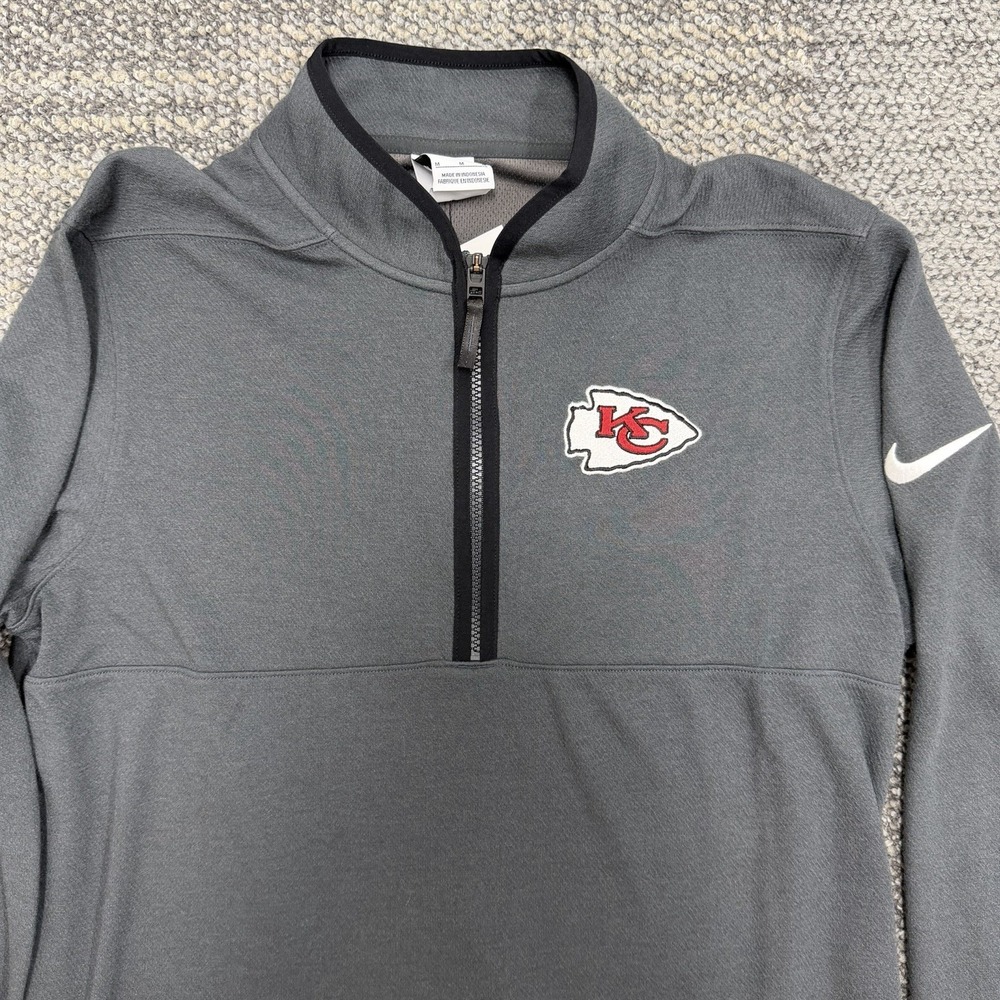 Nike Kansas City Chiefs 1/2 Zip Pullover Dri Fit Mens Medium Gray NFL